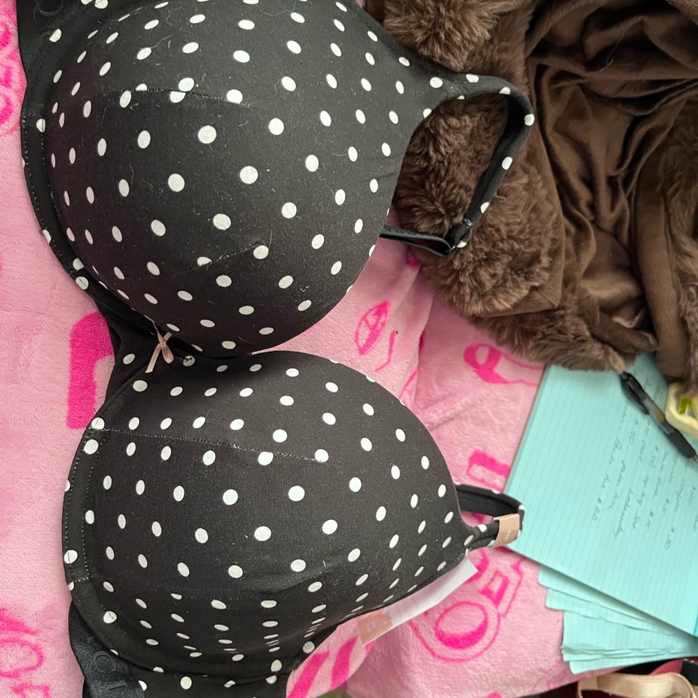 Polka Dot Black & White Bra - 46D